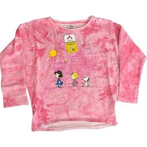 Appaman X Peanuts Sweatshirt Kids Sz 12 Light Pink Slouchy Tie Dye Graphic NWT
